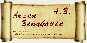 Arsen Benaković vizit kartica